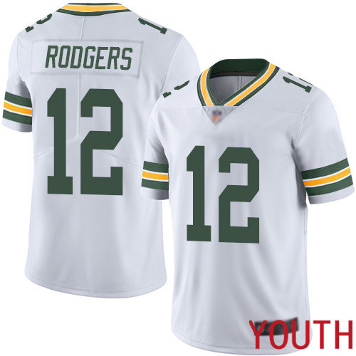 Green Bay Packers Limited White Youth #12 Rodgers Aaron Road Jersey Nike NFL Vapor Untouchable->youth nfl jersey->Youth Jersey